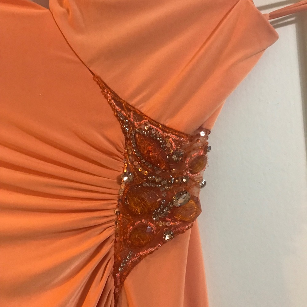 Asymmetrical Neck Evening Gown - Picture 2 of 3